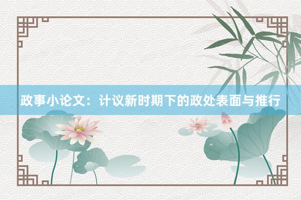 政事小论文：计议新时期下的政处表面与推行